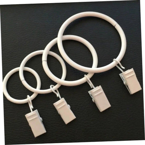 Metal Curtain Rings With Clips Set 10 Pack Heavy Duty Design For Smooth Glide On Curtain Rods on black background