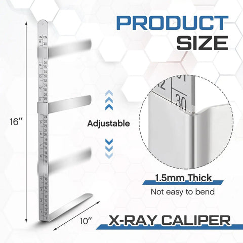 Pro Grade 16 Inch X Ray Caliper Ruler Stainless Steel Body Caliper With Inch And Centimeter Measurements side view