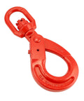Dead Serious Heavy Duty Grade 80 Swivel Self Locking Hoist Hook With Eleven Thousand Pound Capacity And Rock Solid Drop Forged Steel Body Built Different For Rigging Jobs, red metal hook.
