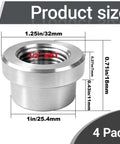 4 Pack Half Inch NPT Weld On Female Bung Fitting Badass 304 Stainless Steel Auto Fuel Tank Adapter dimensions displayed