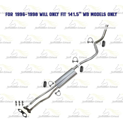 GMC K1500 1996 1997 1998 1999 5.7L Exhaust H Pipe Muffler Tail Pipe Assembly Stainless Steel Direct Fit Includes Free Clamps Gasket Hangers and Bolt Kit Included for Easy Install shown with components