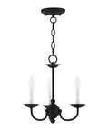 Three Light Black Mini Chandelier With Transitional Steel Design, Compact 14 By 14 Inch Ceiling Fixture For Modern Home Decor