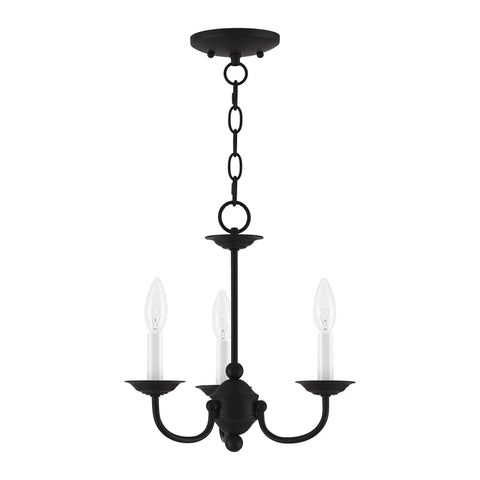 Three Light Black Mini Chandelier With Transitional Steel Design, Compact 14 By 14 Inch Ceiling Fixture For Modern Home Decor