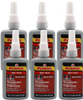 Red High-Strength Threadlocker For Large Fasteners Permanent Lock Anaerobic Formula That Withstands Vibration And Solvents 1.70 Oz Bottle 6-Pack Heavy Duty