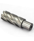 HSS annular cutter with Weldon shank, 3/4in cutting diameter, two-flat shank for magnetic drill press.