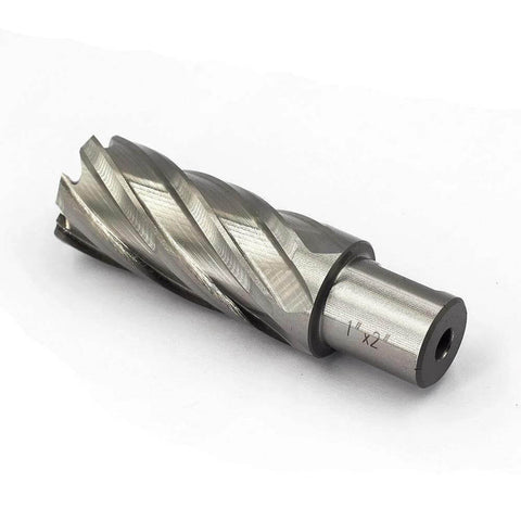 HSS annular cutter with Weldon shank, 3/4in cutting diameter, two-flat shank for magnetic drill press.