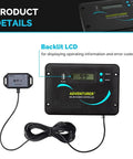 Adventurer 30A solar charge controller with backlit LCD display and Bluetooth module for 200 Watt 12 Volt N Type Solar Panel Kit.