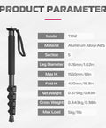 Ultra Lightweight 61 Inch Camera Monopod For On The Go Travel Photography specifications and dimensions