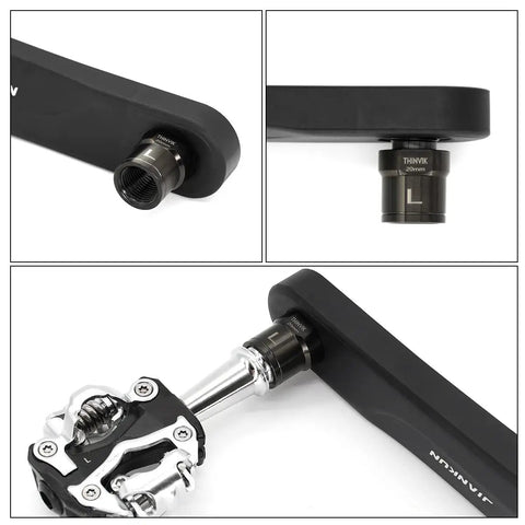 Lightweight Titanium Pedal Extenders For Nine Sixteenth Inch Pedals, 20 Mm Extension With Hollow Interior installed on crank