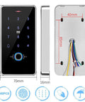 All In One Access Control System Kit With Fingerprint, RFID Card, And Password Keypad, IP68 Waterproof, front and back views