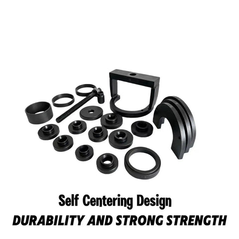All In One Wheel Hub Tool Set For Front And Rear Hubs And Bearings Removal And Installation No Shop Press Needed Pro Grade DIY Friendly Home Mechanic Essential featuring 19 adapters.
