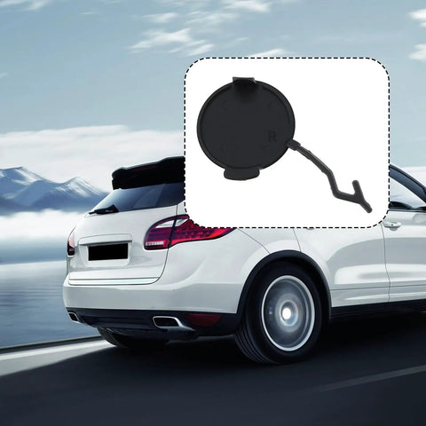 Right Side Tow Hook Eye Cover Cap For Porsche Cayenne 2011 To 2014 Rear Bumper Replacement 95850545000 shown on vehicle