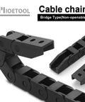 CNC Cable Drag Chain 10mm By 10mm Inner Size, 1 Meter Length Bridge Type Non Openable Black Plastic Wire Carrier Chain With End Connectors