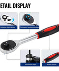 Close-up of ratchet handle for Ratchet Knockout Hole Punch Kit 1/2 To 2 Inch Slug-Buster Conduit Cutter Set with ergonomic design details.