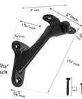 6 Pack 3 Inch Matte Black Hand Rail Brackets Rock Solid Heavy Duty Zinc Alloy Wall Mount Stair Support Hardware Effortless Home And Office Railing Installation System with dimensions.