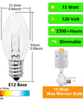 15W C7 Replacement Bulbs For Wax Warmers Night Lights Salt Lamps And Candle Warmers 120V Dimmable Warm White Ideal For Himalayan Salt Lamps And Plug In Warmer Diffusers 15 Pack No Fuss.