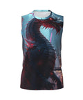 Mens Sleeveless Crewneck Tank Top With Dope Dragon Graphic Hella Comfortable And Lightweight Workout Tee For Gym Routines Or Casual Hangouts In Solid Black, featuring bold dragon print.