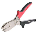 Five Blade Downspout Crimper Tool For Aluminum And Steel Delivers A One And A Quarter Inch Double Crimp, metal tool with red handle.
