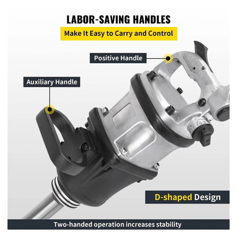 Heavy Duty Pneumatic Impact Wrench Featuring Long Nose Twin Hammer Setup With One Inch Drive Built Tough For Truck Tire Service And Crushes Nuts Like Butter