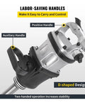 Heavy Duty Air Hammer And Air Impact Wrench Kit With Pneumatic Twin Hammer Torque And Long Nose Reach For Fast Truck Tire Changes Featuring One Inch Square Drive durable aluminum body showing positive and auxiliary handles.