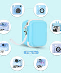 Kids Instant Print Camera Case With Three Roll Paper Refill Durable On The Go Case For Esoxoffore And Friends Dylanto Prograce Dududragon case, blue PU, 5.5 x 5.1 x 3.1 in