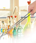 Top Tier Heavy Duty Stainless Steel Crucible Tongs With Non Slip Paws And Rock Solid Beaker Clamps For Zero Sweat High Heat Chemistry Lab Tasks Daily Featuring Aircraft Class Rivet Construction holding hot lab glassware.