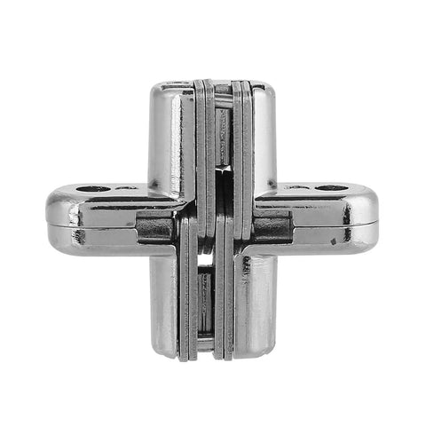 Hidden Zinc Alloy Concealed Cross Door Hinge Set For Home Use Silver 2 Pack Extra Small Durable Low Profile Hinges Built To Last