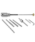 Top Shelf Pen Turning Mandrel And Deluxe Barrel Trimmer Kit Built For Shopsmith Machines with various steel tools and a hex key.