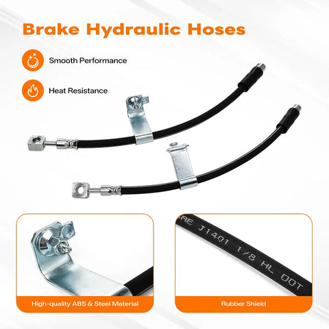Chevy Malibu Front Right And Left Brake Hydraulic Hose Set Fits 2004 2012 with steel core and rubber coating.