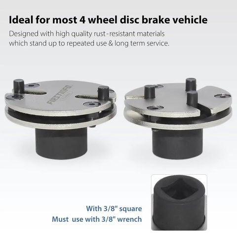 Slick 3/8 Inch Drive 2 And 3 Pin Brake Caliper Piston Rewind Tool Rotates Pistons Back 20 To 35 Mm showing two brake caliper tools with 3/8 square drive.