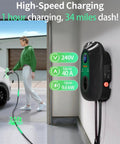 Rock Solid Level 2 EV Charger 40 Amp Wall Mounted J1772 Station With Nema 14-50 Adapter 9.6Kw Smart Schedule Charging Universal Electric Vehicle Road Ready setup with a cable.