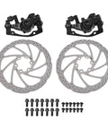 Smooth Mechanical Disc Brake Calipers Metal Pads For Ebike And Folding Bikes Featuring 180mm Front And 160mm Rear Rotors with mounting screws.