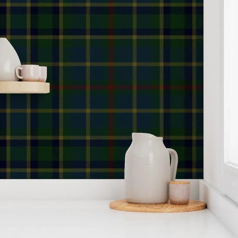 Classic Peel And Stick Wallpaper Killer Linen Weave Removable Accent Wall Decor with plaid design in green and navy