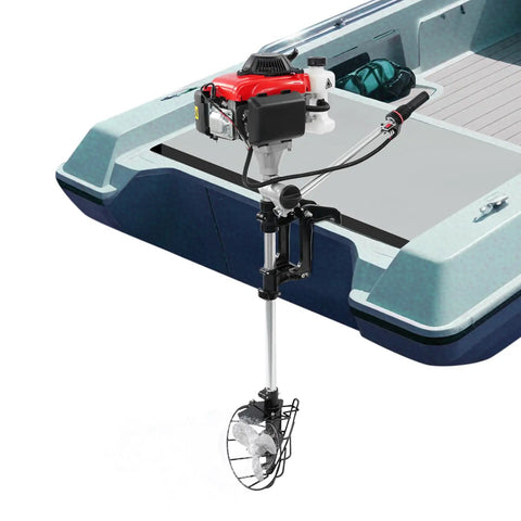 4.0 HP 4 Stroke Outboard Motor For Boats, 53.2cc 3 Blade Propeller, Air Cooling System on a boat