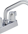 2-Handle Centerset Utility Sink Faucet In Chrome, Built Tough With Durable Finish, Fits 2-Hole Or 3-Hole Install, Threaded Spout