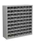 Beefy Cold Rolled Steel 72 Opening Pigeon Hole Bin For Garage Storage, Powder Coated Gray Bolt Bins And Parts Organizer