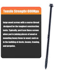 Heavy Duty Structural Lag Screws 8 Inch Size 14 50 Pack With Hex Head Rust Resistant Outdoor Timber Screws For Logs And Landscaping Coarse Thread Drive Bit Included shown with packaging description