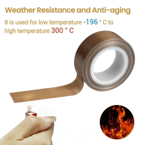 Ultra Slick PTFE Teflon Tape Half Inch By Thirty Three Feet 0.18mm High Temperature Low Friction Adhesive Tape with lighter and flame