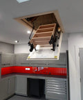 Top Shelf Electric Attic Pull Down Stairs With Wireless Remote Fits Ceilings 7Ft 8In To 9Ft 6In Beech Hardwood Tread heavy lifting.