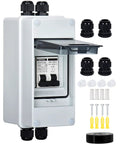 Beefy IP65 DIN Box Solar Circuit Breaker, 50 Amp Two Pole Disconnect For Solar Arrays installation kit with accessories