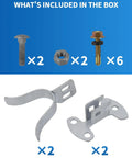 Two Pack One And Three Eighths Inches Flat Back Wall Mount Chain Link Fork Latch For Metal Gates With Screws Or Lag Bolts, parts included