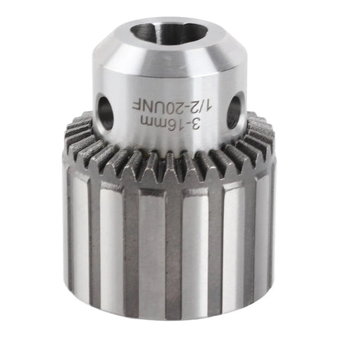Killer Keyed Drill Chuck For Power Tools, heavy duty metal body with tightening key and 1/2 20 UNF mount thread.