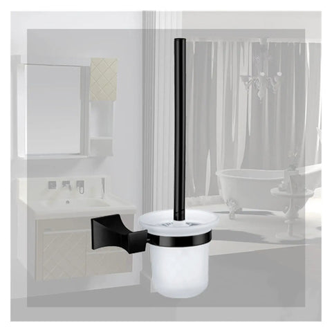 Heavy Duty Wall Mounted Toilet Brush Holder With Glass Cup delivers sleek bathroom storage with durable chrome finish.
