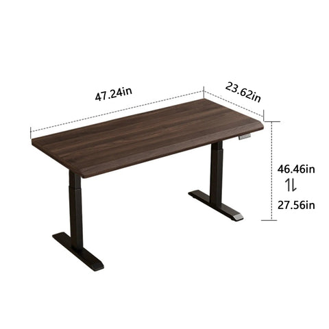 Rock Solid Electric Standing Desk Crafted From Genuine Solid Rubberwood Desktop With Quick Motorized Height Adjustment For Comfortable Home Office Computer Workstation, 47x23 inch.
