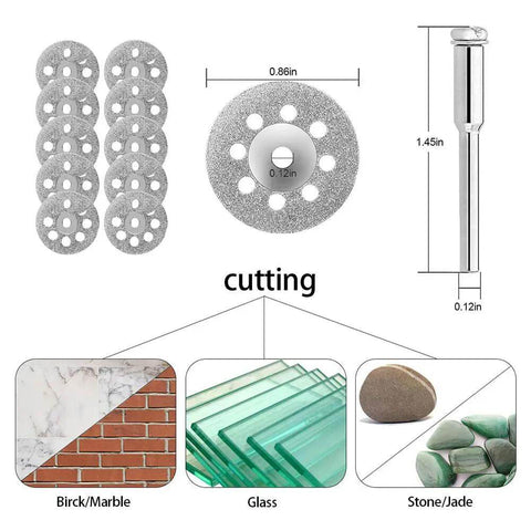 60 Pieces Rotary Cutting Wheels Tool Kit with Resin Cut Off Discs and Diamond Grit Blades for wood, glass, stone, and metal cutting