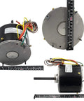 HVAC Condenser Motor One Quarter HP 1 Phase 1075 RPM 208 To 230 Volt Replacement with run capacitor incl & ruler in view