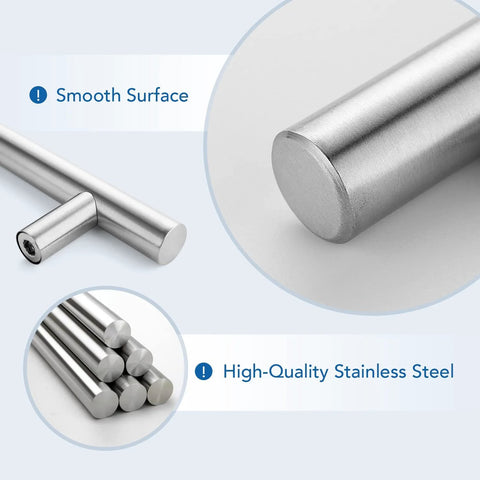 Close-up of high-quality 30 Pack 4 Inch Satin Nickel Cabinet Pulls for kitchen cabinets showing smooth surface and stainless steel material.