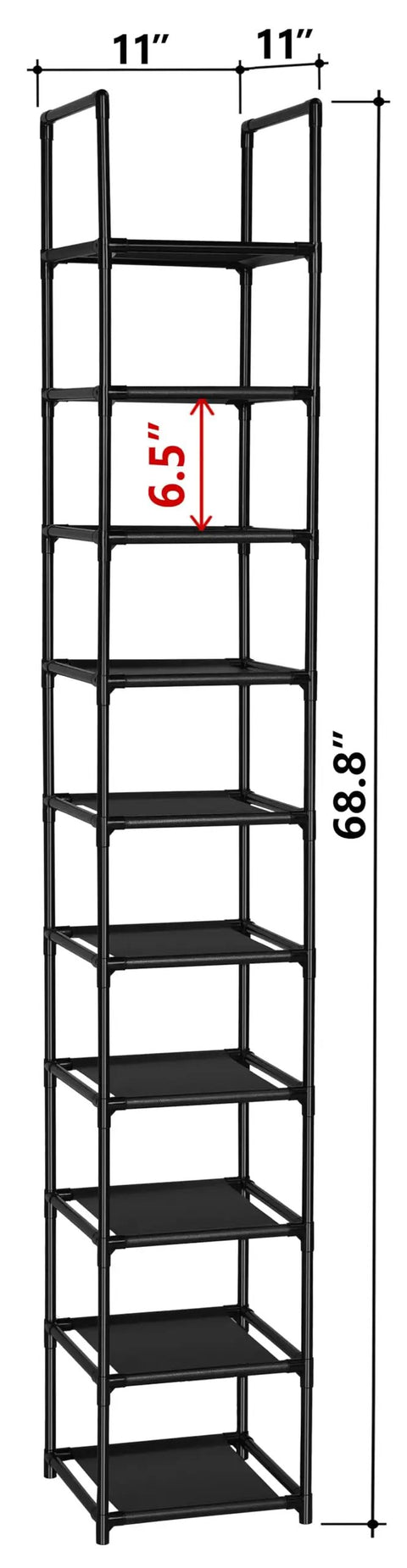 Solid 10 Tier Vertical Shoe Rack To Store Kicks And Casual Sneakers With Heavy Duty Space Saving Closet Organizer And Strong Iron Pipes With Waterproof Fabric Layers That Holds 10 Pairs Of Adult Footwear While Keeping Your Kicks Fresh And Ready To Go