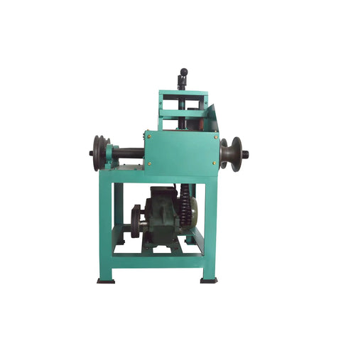 Rock Solid Rolling Electric Pipe Bender And 1500W Tube Bending Machine Powered By 110V Supply Crafted For Making Quick Bends On Round Square Or Rectangular Tubing. Side view of machine with copper motor.