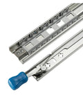 Real Deal Heavy Duty Full Extension Side Mount Drawer Slides One Pair Locking 53Mm Ball Bearing Telescopic cabinet rails close-up.